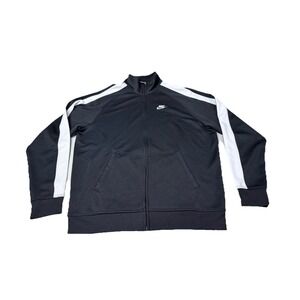 Vintage Nike Track Jacket Mens Large Black Full Zip Swoosh Logo Hip Hop Y2K 2b2